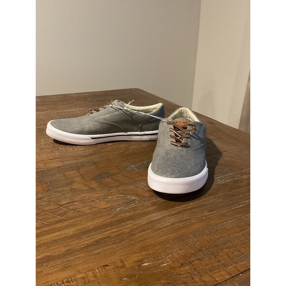 New Grey Sperry Striper II 8 Men’s CVO Top Sider Leather Lace Box Canvas Shoe - Picture 4 of 9